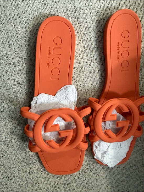 Gucci Shoes - Gucci Orange Interlocking GG Slide Sandals
